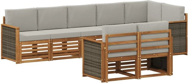 vidaXL Sofagarnitur aus Massivholz Akazie im modernen Latten-Design, lackiert - Bild 1