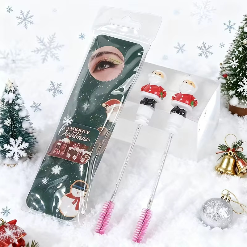 Weihnachts-3D-Weihnachtsmann Wimpern- und Augenbrauenpinsel, 2 Stück, Unisex - Bild 3