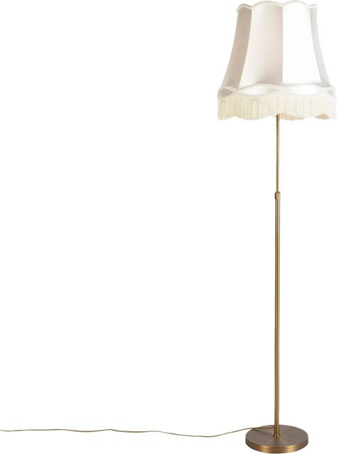 QAZQA Stehleuchte Bronze mit beige Stoffschirm, dimmbar und höhenverstellbar - Bild 1