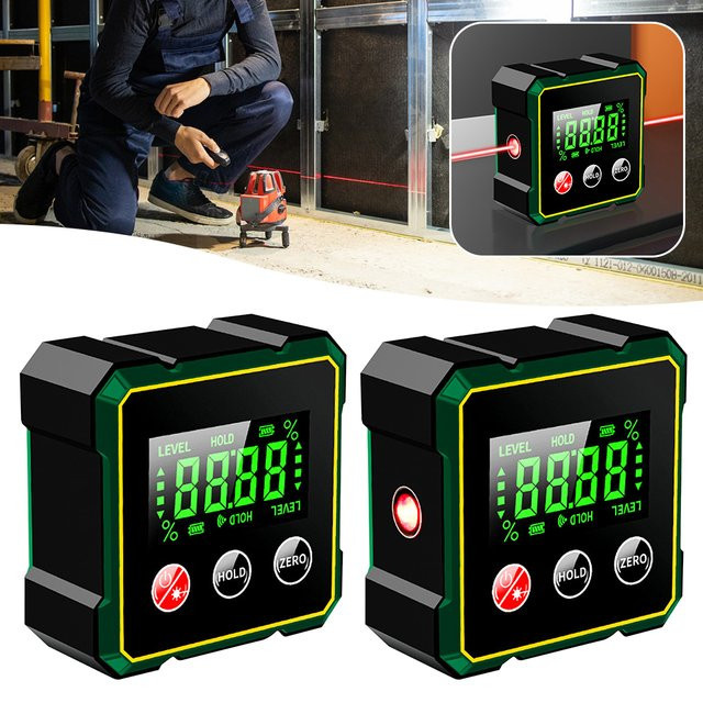 Etmakit Digitaler Winkelmesser mit Laser und Magneten, Elektronisches Neigungsmesser und Füllstandslineal mit USB-Anschluss - Bild 1