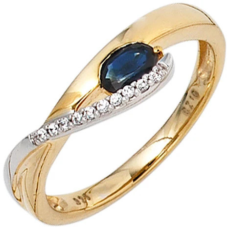Colfem Ring Damen, 333 Gold, Saphir, Zirkonia, Ringgröße 54 - Bild 1