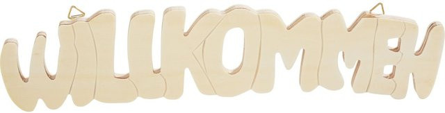 VBS Holz-Schriftzug Willkommen in Beige zum Aufhängen - Bild 1