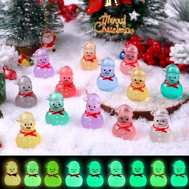 XMSJ Schneemann-Figuren, leuchtende Mini-Weihnachts-Figuren, 10–50 Stück - Bild 1