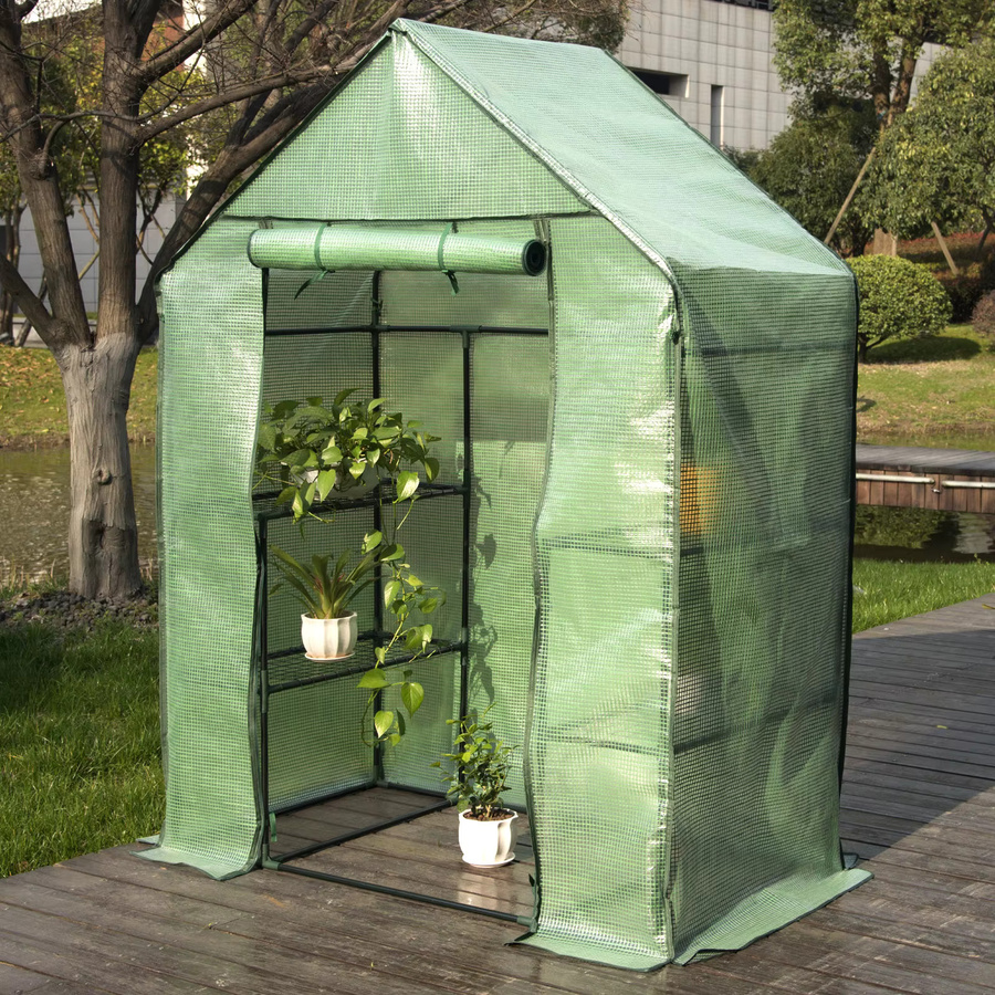 WOLTU Warmfolie-Gewächshaus mit Etagen in Grün für den Gemüse- und Blumenanbau, B/T/H: 215 x 143 x 195 cm - Bild 2