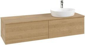 V&B Waschtischunterschrank Antao mit Frontstruktur in Eiche Honig geölt, B/T: 160 x 50 cm - Bild 1