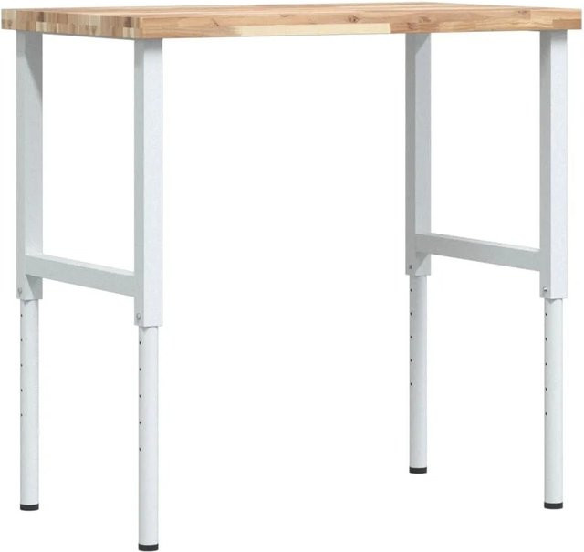 vidaXL Werkbank aus Akazienholz und pulverbeschichtetem Metall, B/T/H: 100 x 60 x 73-99,5 cm - Bild 1