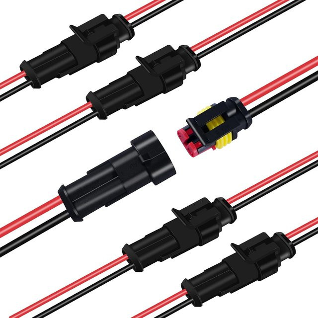 AOKIN 5 Paar 2-polige wasserdichte elektrische Steckverbinder Set mit männlichen und weiblichen Kabelverbindern für 12V Anschlüsse - Bild 1