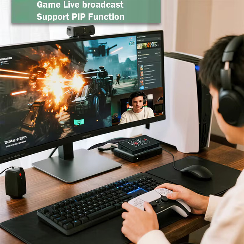Konsenda 2-Wege-HDMI-Live-Stream-Umschalter mit Typ-C-Aufnahme und PIP-Funktion, 1080P 60 Hz Video-Mixer in Schwarz - Bild 3