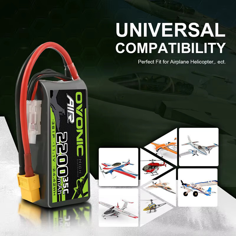 Ovonic Lipo-Batterie 3S 11,1V 2200mAh 35C mit XT60-Stecker in Schwarz für RC-Helikopter, Quadcopter und FPV-Renndrohnen - Bild 4