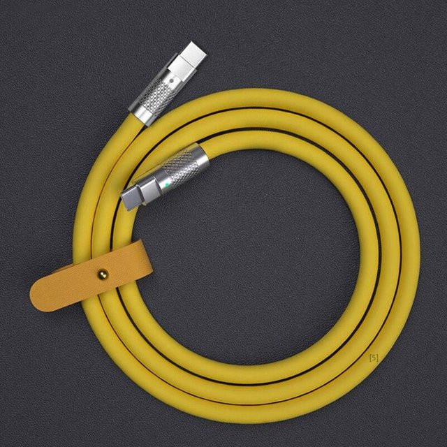 DUODUO 3C USB C auf USB C Schnellladekabel mit PD Fast Charge aus Flüssigsilikon und Zinklegierung, Gelb, Länge: 1,5 m - Bild 1