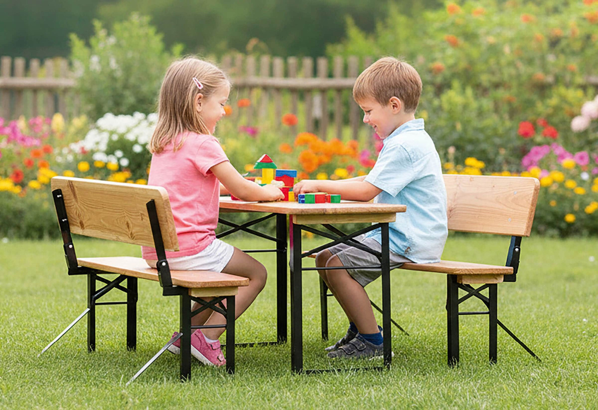 Pinolino Kinderfestzeltgarnitur Sepp mit Lehne, 3-teilig, bunt, B/H/L: 40 x 53 x 109 cm - Bild 2