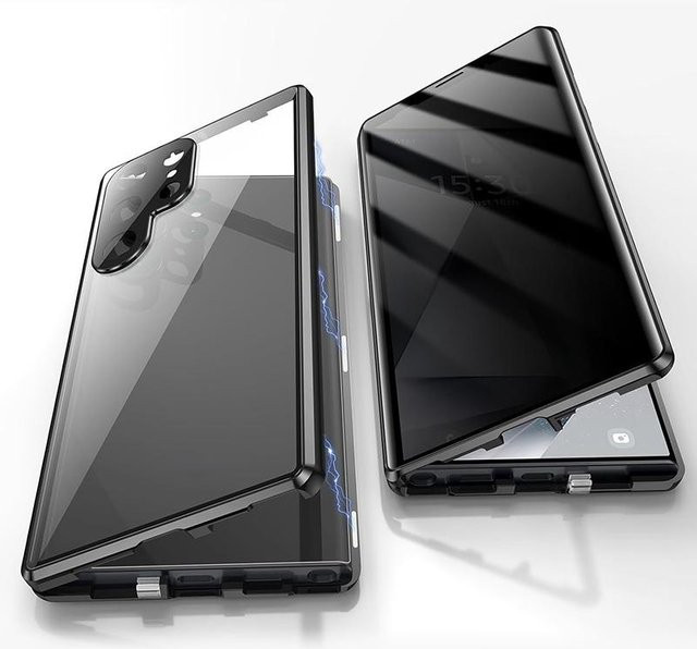 FUCHU Magnetische Schutzhülle mit Sichtschutzglas für Samsung Galaxy S26 Ultra S25 S24 S23 S22 S21 Plus Schwarz - Bild 1