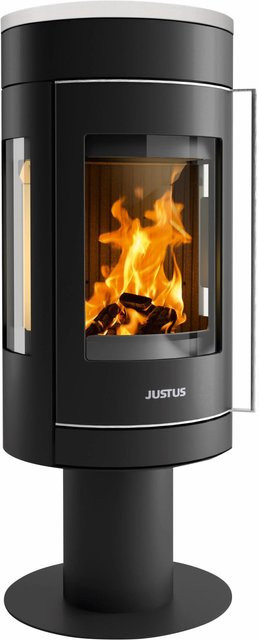Justus Meva Kaminofen Schwarz mit Keramik und 5,5 kW Leistung, B/T/H: 45,8 x 45,8 x 114,0 cm - Bild 1