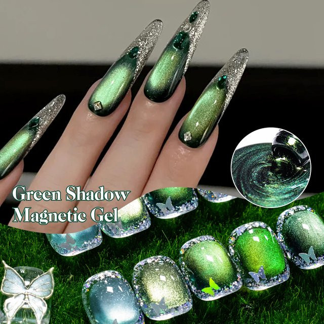 MEET ACROSS Green Shadow Magnetischer Gel-Nagellack, 7 ml, Schimmernd - Bild 1