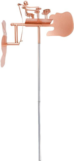 OutsideWorld Windspiel Windmühle aus Metall im Vintage Industriestil für Garten und Terrasse in Pink Gold Beige - Bild 1