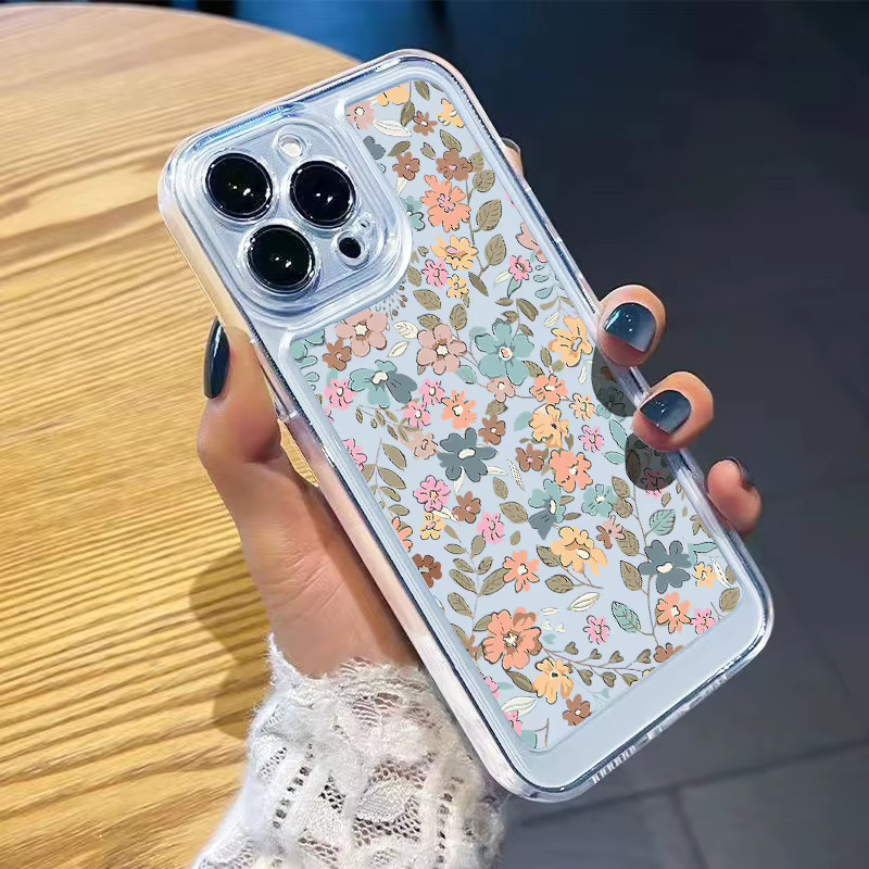 MOESOE Transparente Handyhülle mit Blumendruck für iPhone 11 bis iPhone 17 Pro Max, Stoßfeste Weiche Schutzhülle, Transparent - Bild 2
