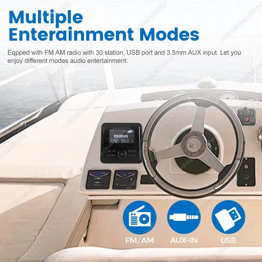 STRONGNAVI Marine Stereo Media Player mit 4,1 Zoll Display, Wasserdicht, FM/AM Radio, Bluetooth 2.0, Schwarz - Bild 4