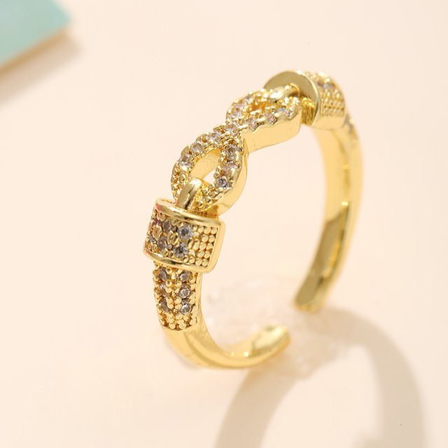 LNCHRAN Ring, vergoldet, Unendlichkeitsknoten, Zirkonia, Damen - Bild 1