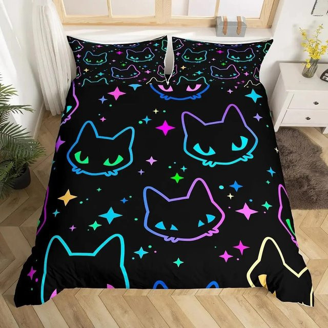 Lodestar Bettwäsche-Set mit Katzen-Motiv, buntes Design, Material Mikrofaser Polyester, B/H: 200 x 200 cm - Bild 1