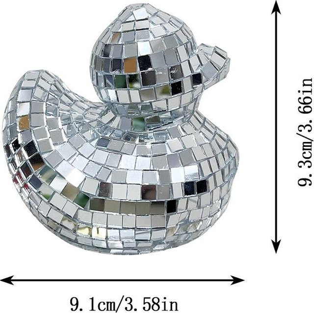 Silbernes Disco-Ente Spiegelglas-Ornament als geometrische Tierfigur zur Heimdekoration - Bild 1