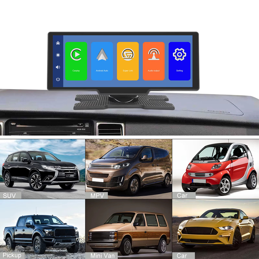 Podofo Smart-Multimedia-Player für das Auto mit 10,26 Zoll HD Display, kabellosem Apple CarPlay, Android Auto, Airplay und Bluetooth in Schwarz - Bild 4