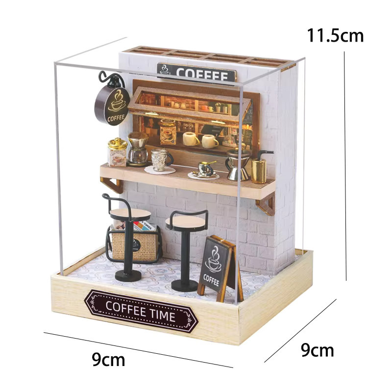 zuuton Kaffeehaus-Holz-Mini-Puppenhaus, DIY-Kleinhaus-Bausatz, Holz - Bild 5