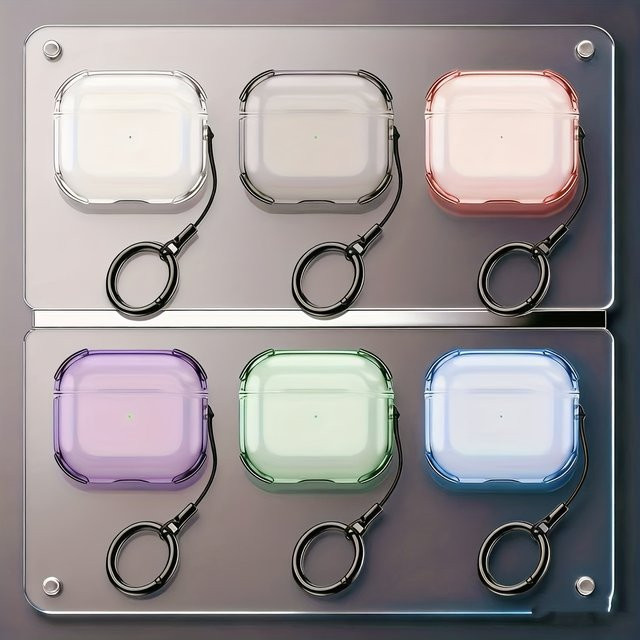 Transparente Schutzhülle für Apple AirPods Pro 3 mit Reinigungsstift und Schlüsselanhänger, Farbe: Transparent/Grün - Bild 1
