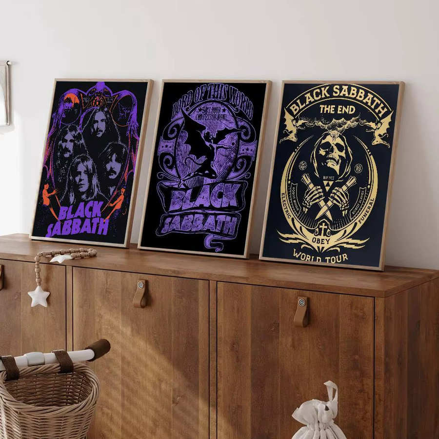 Vintage Poster Black Sabbath Singer Classic Wandkunst aus weißem Kraftpapier in Schwarz und Weiß - Bild 3