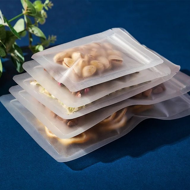 Mattierte transparente Ziplock-Beutel aus Kunststoff zur Lebensmittelaufbewahrung, wiederverschließbare Portionsbeutel für Tee, Nüsse, Snacks und Kräuter - Bild 1