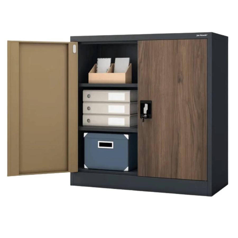 JAN NOWAK Aktenschrank BEATA mit Flügeltüren und Schloss, Anthrazit-Braun, H: 93 cm, B: 90 cm, T: 40 cm - Bild 2