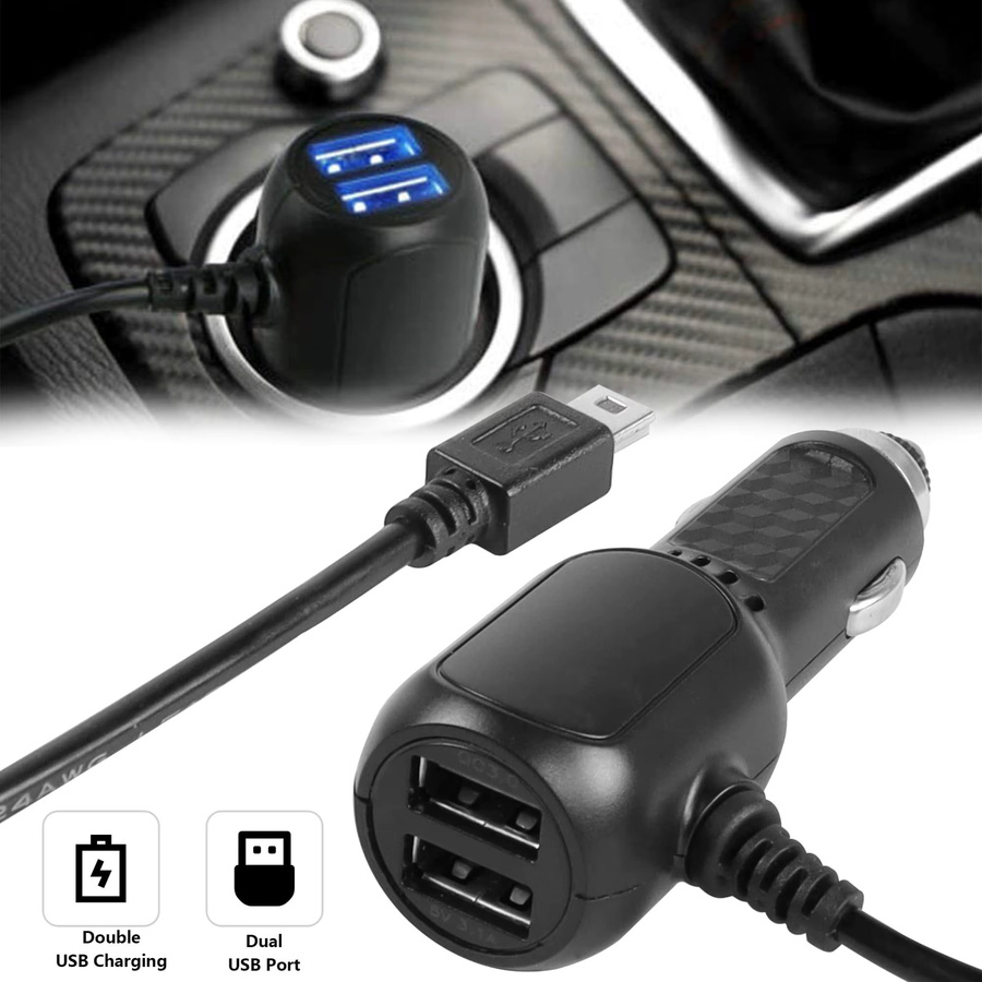 Meiriyfa Dash Cam Stromkabel mit Micro-USB und QC 3.0 Schnellladegerät für das Fahrzeug mit zwei USB-Anschlüssen - Bild 4