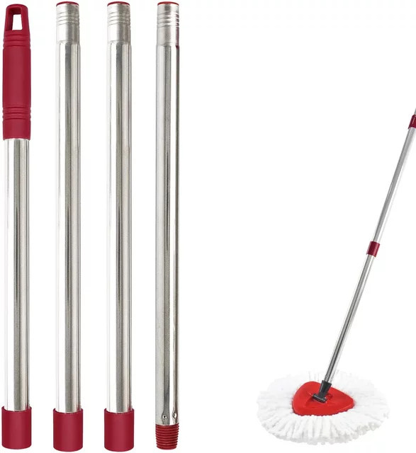 4-teiliges Set Teleskop-Moppgriffe für Vileda O-Cedar und H2pro Flat Mop, rot, Länge: 76 cm bis 147 cm - Bild 1