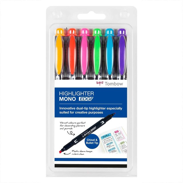 Tombow MONO edge Textmarker Multicolor mit Keilspitze - Bild 1