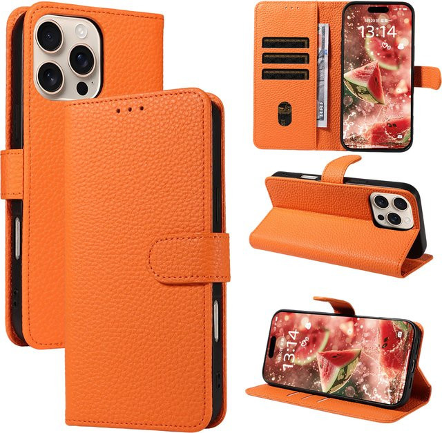 Magnetische PU-Leder Handyhülle für Samsung Galaxy A56 A36 A24 A22 A17 A15 A13 A12 A06 A03 mit Kartenfach in Gold und Orange - Bild 1