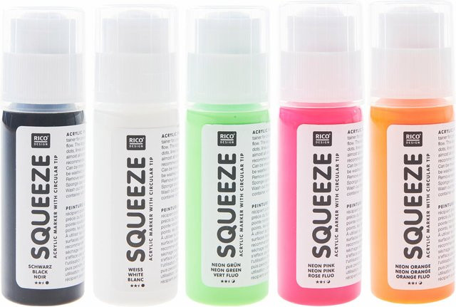 Rico Design Squeeze Acrylic Marker Set Neon in Multicolour mit Bullet-Spitze - Bild 1