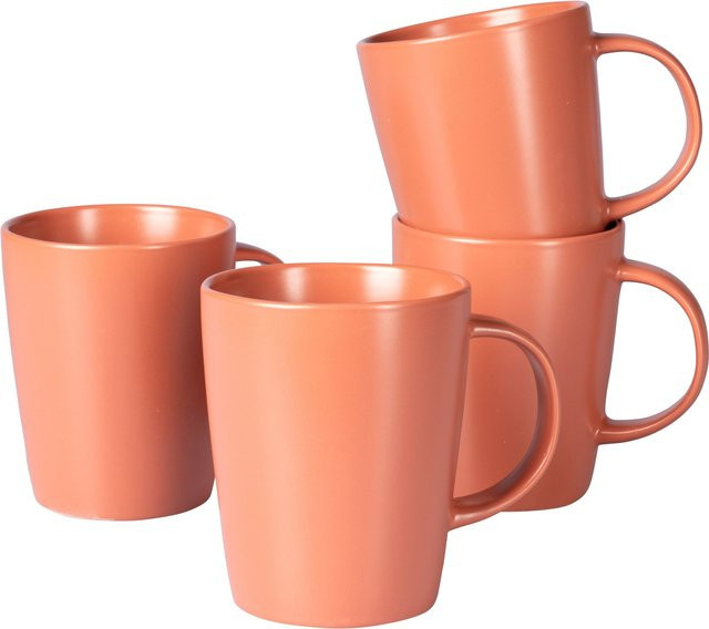 Genialo Tassen Basic aus Keramik, 4er Set, Orange, 400 ml pro Tasse - Bild 1