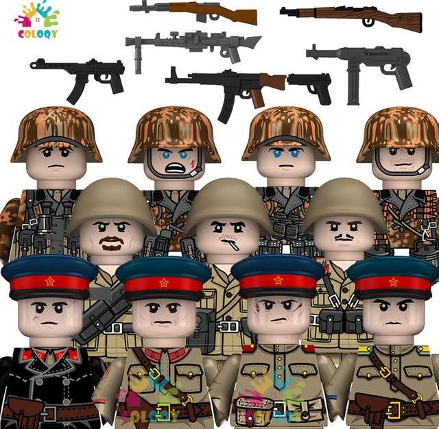 COLOQY WW2 Bausteine Sowjetische US-Soldaten, Mini-Actionfiguren, Kunststoff, Mehrfarbig - Bild 1