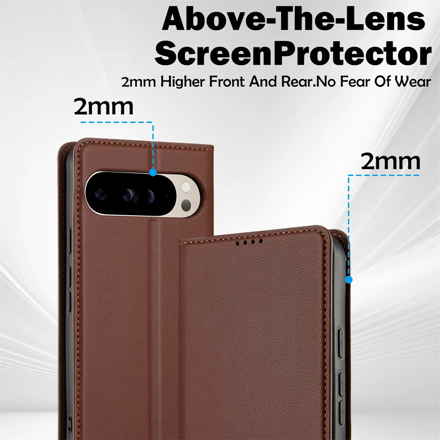 Leder Wallet Handyhülle mit Kartenfächern für Google Pixel 9 10 Pro XL 8 7 sowie Pixel 9A 8A 7A in Braun und Lila - Bild 5