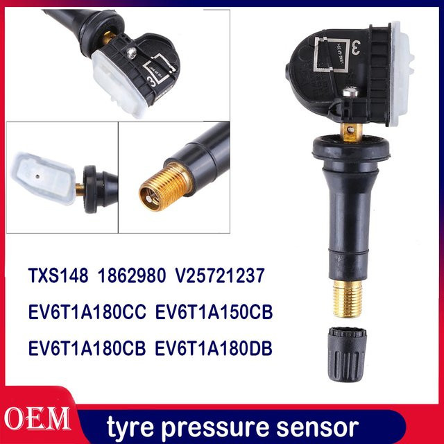 4 Stück Reifendrucksensor TPMS Set in Schwarz für Ford B-Max, C-Max, Ecosport, Fiesta, Focus, Mondeo, Kuga (Ersatzteilnummern EV6T1A180CC, EV6T1A150CB) - Bild 1