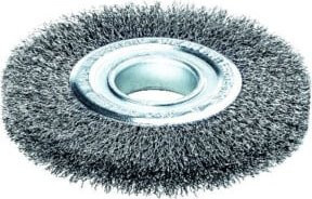 Lessmann Rundbürste aus Stahldraht in Silber, gewellt 0,3 mm, Durchmesser: 150 mm, Breite: 23-25 mm - Bild 1