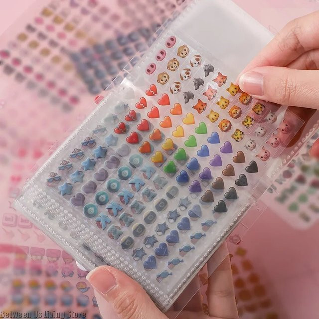 3500 Stück Vintage Transparente Mini-Aufkleber in Multicolour mit Aufbewahrungsbuch für Scrapbooking und Bastelbedarf - Bild 1