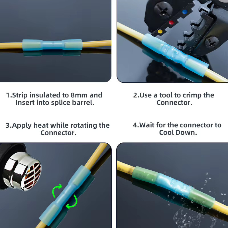 Wasserdichte und wärmeschrumpfbare isolierte Stoßverbinder aus reinem Kupfer für AWG24-10 Crimp-Anschlüsse BHT0.5/1.25/2/5.5 - Bild 3