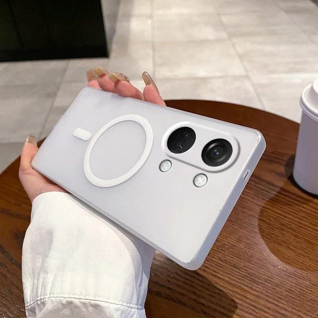 Magnetische Handyhülle für OnePlus Nord 3 mit kabellosem Laden und mattem Hartschalen-Rückschutz in Blau oder Weiß - Bild 1