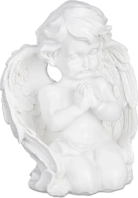 Relaxdays Grabengel aus Polyresin in Weiß, wetterfest und frostfest, B/T/H: 15,5 x 13 x 8,5 cm - Bild 1