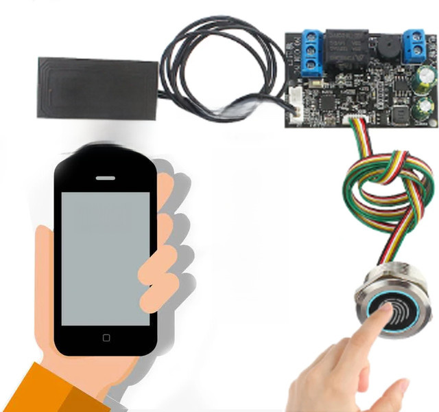 ZOCORFID RFID Zugangskontrollmodul mit Fingerabdruck und NFC-Induktion, 13,56 MHz, Farbe: Schwarz - Bild 1