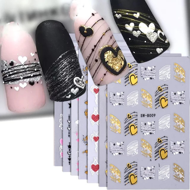 SWEET TREND Nagelaufkleber 3D, Glitter Herz und Sterne, Glänzend - Bild 1