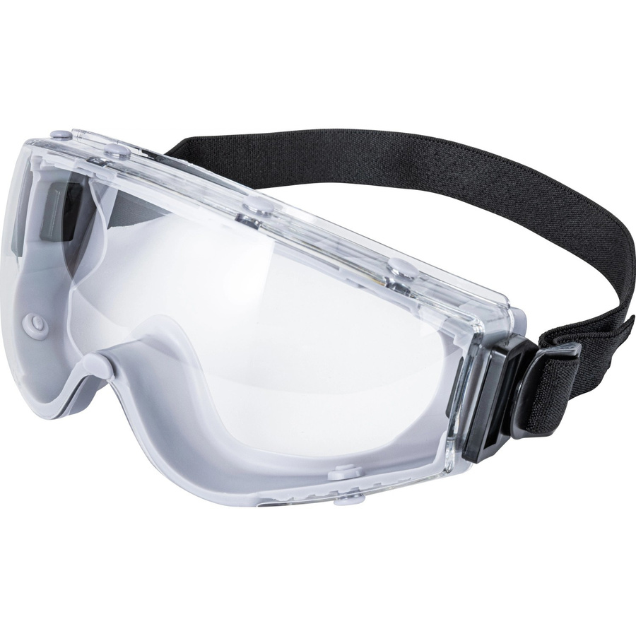 LUX-TOOLS Full Vision Schutzbrille mit Band in Schwarz und Transparent - Bild 2