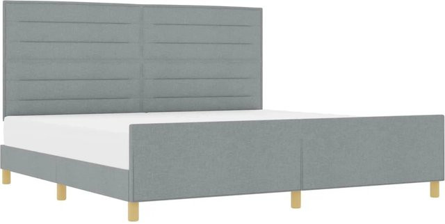 vidaXL Bettgestell mit Kopfteil in Hellgrau aus Stoff, minimalistisches Polsterbett, B/T/H: 200 x 200 x 206 cm - Bild 1