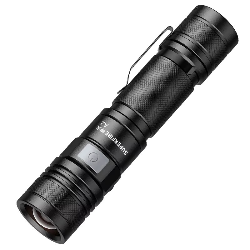 SUPERFIRE A2 LED-Taschenlampe, wiederaufladbar, superhell, Mini-Langstreckenleuchte in Schwarz - Bild 7