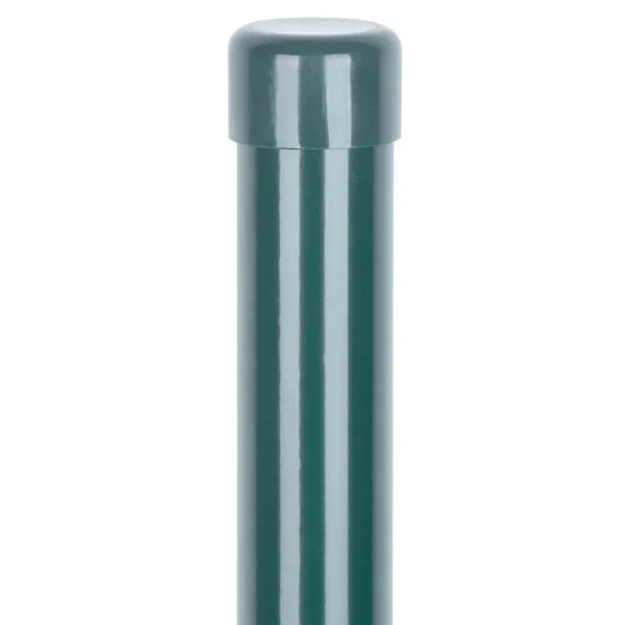 PROREGAL Maschendrahtzaun Zaunpfosten mit Kappe Rund Metaltec Grün Ral6005 Zn+PVC - Bild 2